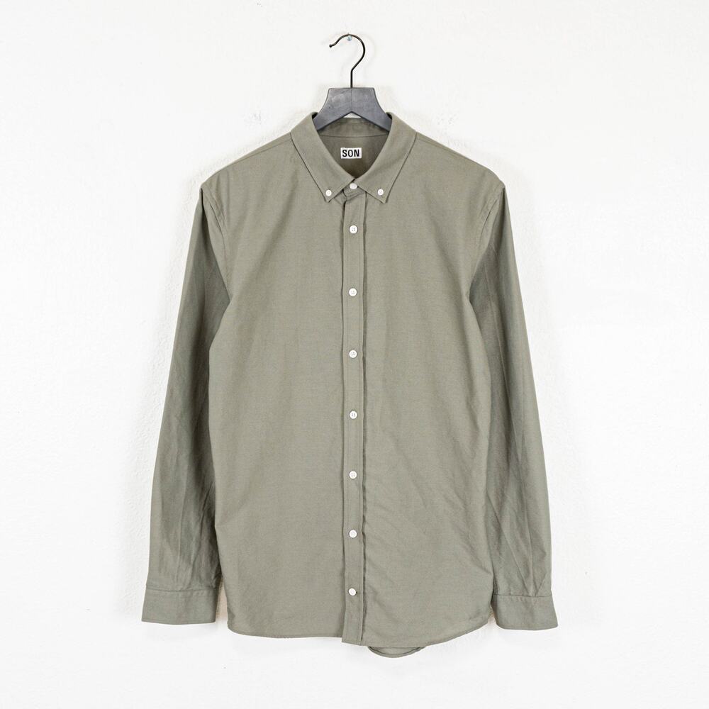 SON OF A TAILOR Organic Cotton Button Down Oxford Shirt olive